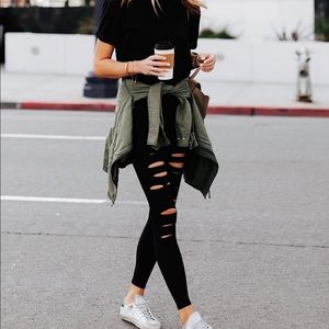 Alo yoga high waist ripped legging black